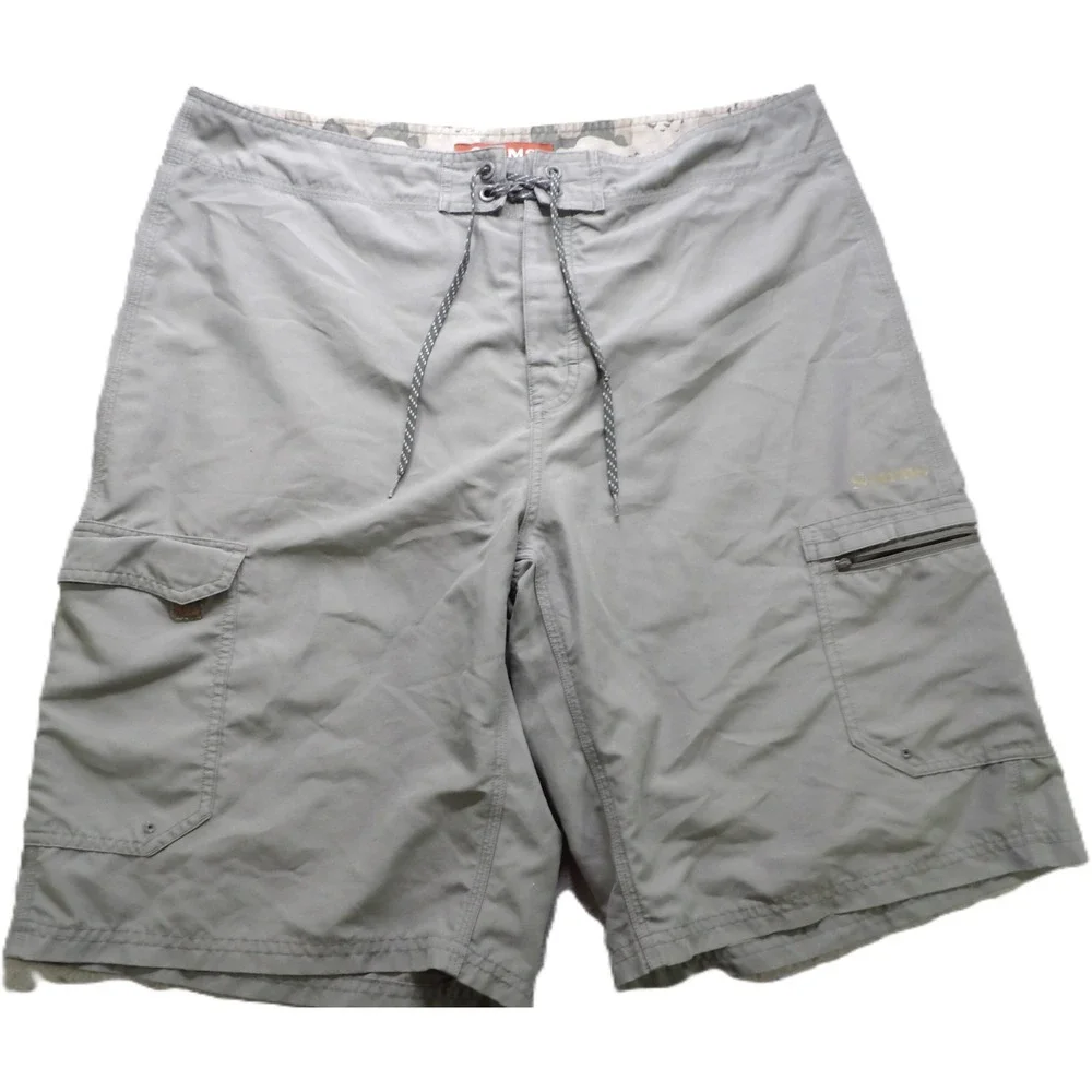 Simms Fishing Board Shorts Men XL Gray Cargo Quick Dry Hybrid Wade Surf Utility